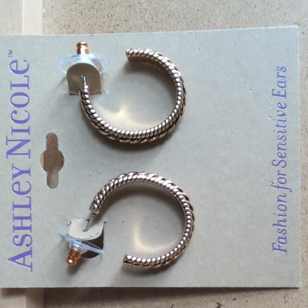 Ashley Nicole Gold Textured Hoop Earrings